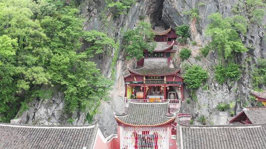 航拍江华豸山寺公园宝塔镇河妖潇湘河畔人家