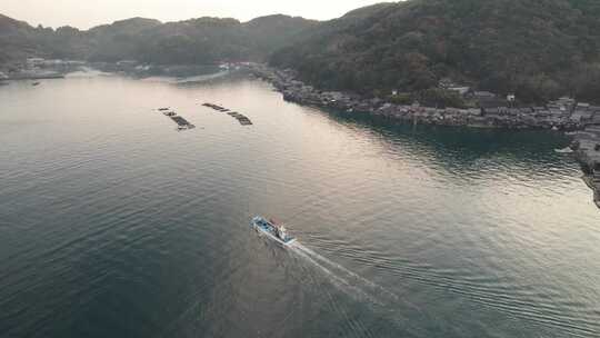 日本京唐戈海滩的日出景观旅行无人机日本旅