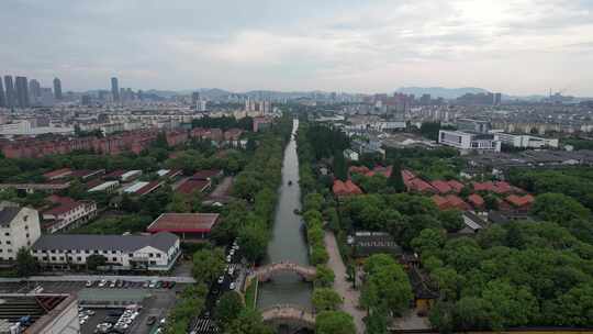 江南水乡苏州园林城市风光航拍