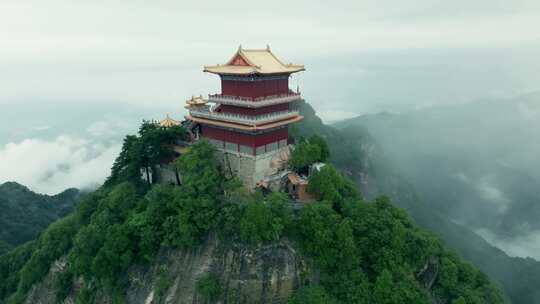 航拍陕西 西安 南五台景区 秦岭山脉