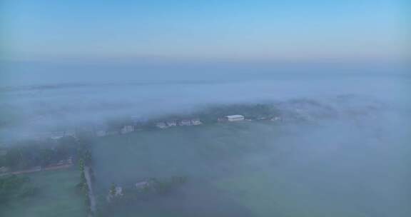 中国河南平原平流雾HDR航拍