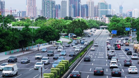 深圳罗沙路车流延时空镜头