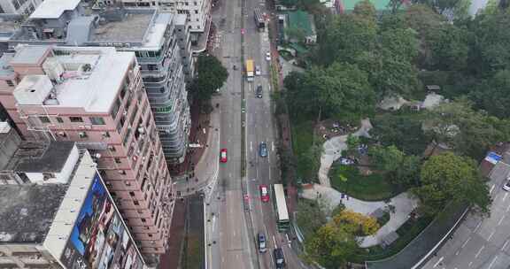 香港油尖旺区高楼大厦航拍