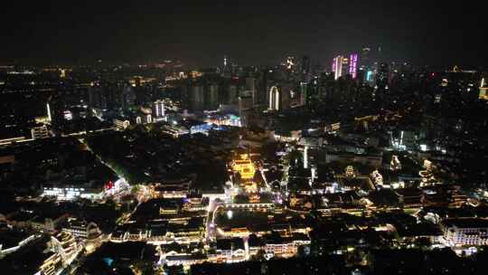 江苏南京城市夜景灯光航拍