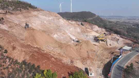 废弃矿山地质环境生态修复工程 矿山 挖掘机视频素材模板下载