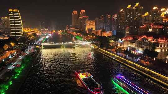 夜晚 海河 天津 国庆烟花 城市