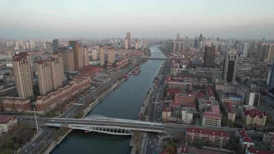 天津海河风景小白楼CBD城市风光航拍