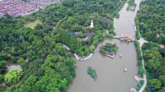 中国扬州瘦西湖景区航拍