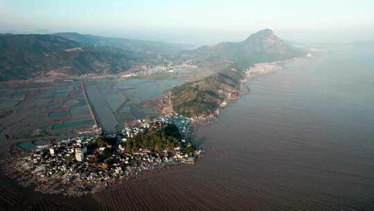 福建霞浦海岛海边滩涂日落晚霞自然风光