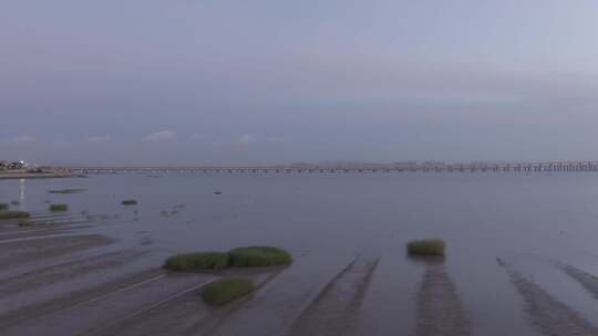 福建 泉州 石狮 泉州湾跨海大桥 日出 航拍视频素材模板下载