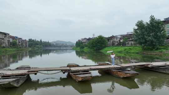 航拍福建南平市浦城城市风光建筑历史古建