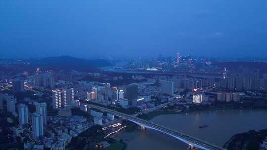 南宁 邕江 夜景 大景 全景 航拍