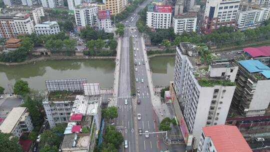 航拍湖南邵阳市区城市建设