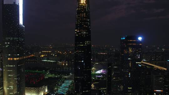 航拍广州城市夜景空镜
