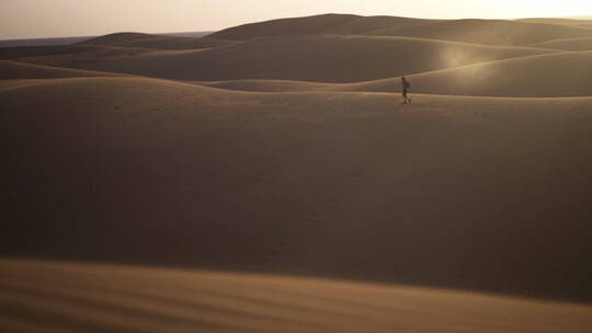 沙漠中孤独的行走