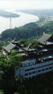 航拍湖南湘潭昭山风景区昭山古寺