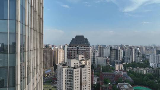 上海浦西徐家汇中心航拍空镜