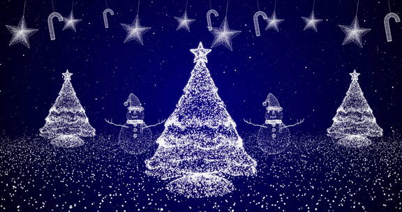 圣诞节 圣诞树 粒子 光影 下雪蓝色唯美