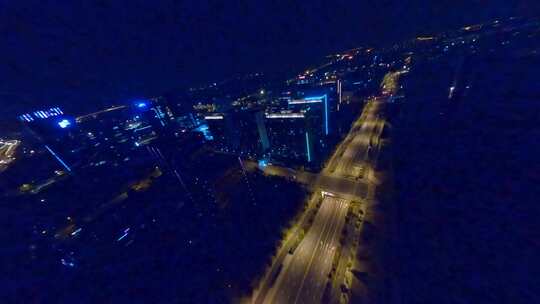 穿越机航拍扬州广陵区高楼夜景