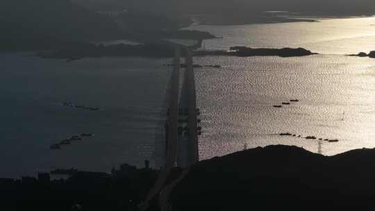 平潭海峡大桥清晨航拍