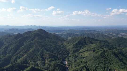 连绵起伏山川丘陵蓝天白云航拍