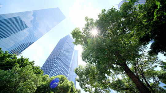 广州珠江新城花城广场 仰拍高楼大厦建筑群