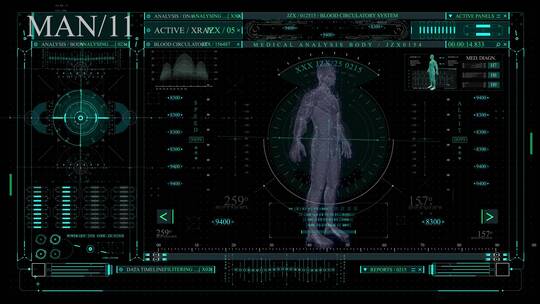 人体扫描医疗智能科技屏幕操作系统HUD界面