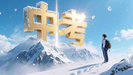 中考高考学子冲刺雪山励志教育奋斗概念