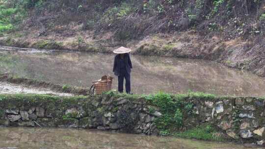 贵州行走在河边的农民