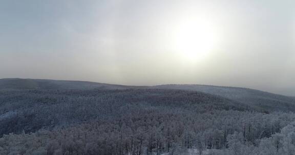 零下40度的低温航拍大兴安岭冰雪雾凇