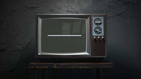 老式旧电视机打开和切换电视频道。3d视频