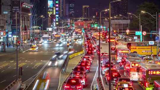 城市夜景车流 夜晚车流延时