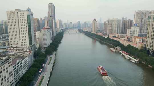 航拍广州老城区全景沿江西路城市风光未来视频素材模板下载