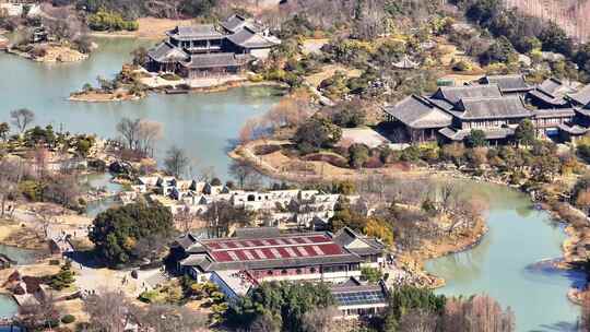 航拍瘦西湖风景区大明寺观音山园林寺庙