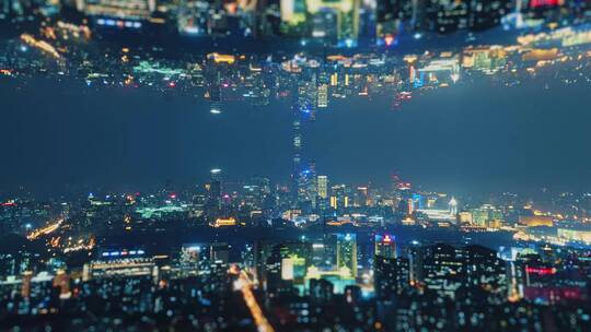 北京城市夜景天空之城延时颠倒世界4K