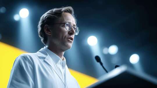 专家学者台上演讲科技创新未来