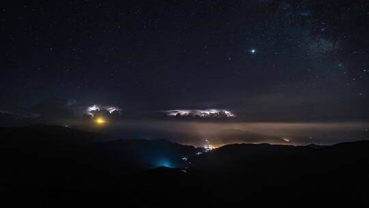 五台山闪电星空