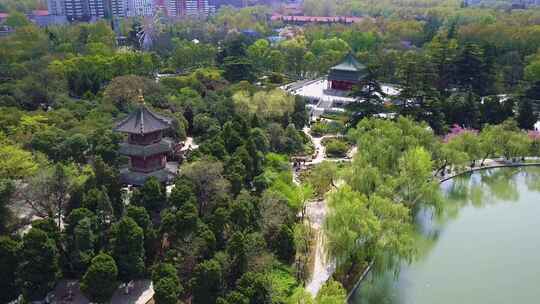 西安兴庆宫公园航拍视频素材模板下载