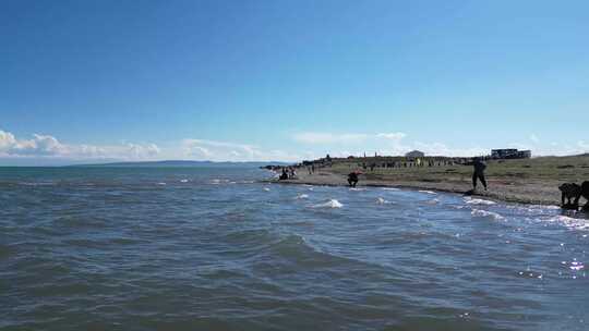 青海湖断崖、圣泉湾附近航拍