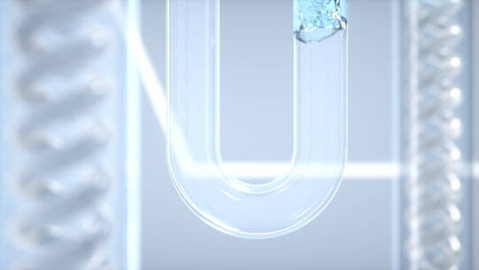 医学生物化学试剂流过U型管子动态唯美视频