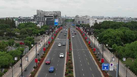 航拍江苏苏州城市建设苏州风光