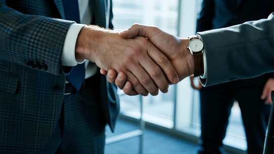 商务人士握手合作企业成功签约视频