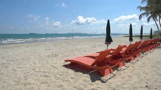 4K海边沙滩椅视频素材模板下载