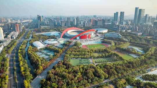 南京_南京奥林匹克体育中心航拍003视频素材模板下载
