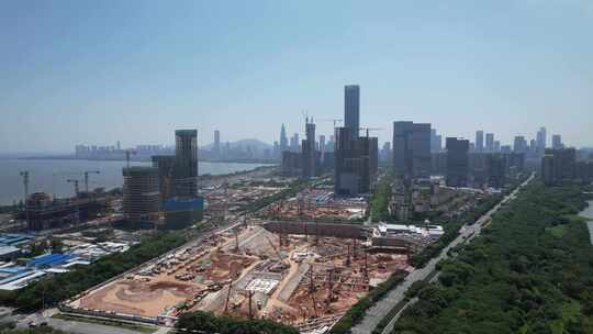 深圳湾超级总部基地建设进度航拍