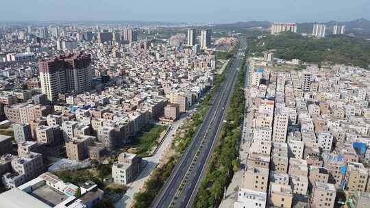 乡镇建筑与道路航拍全景