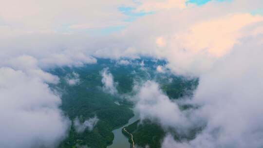 安徽桐城龙眠山境主庙水库云海 4k