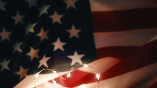 阵亡将士纪念日哀悼美国国旗上的心视频素材模板下载