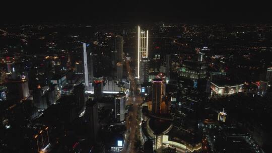 无锡市区三阳广场夜景航拍4K视频素材视频素材模板下载