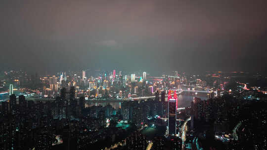航拍都市夜景重庆夜景航拍